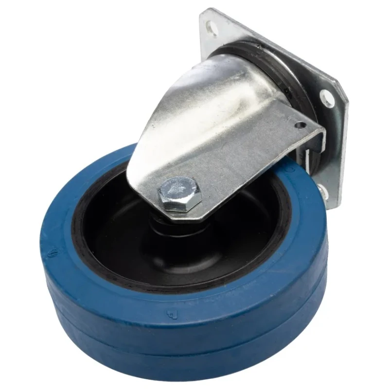 LAG Swivel Castor Wheel with 125mm Blue Elastic Rubber Tyre, Nylon Hub, Medium Duty, 180kg Capacity 32108B
