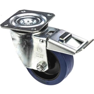 LAG Braked Swivel Castor, 180 kg Capacity, 125 mm Rubber Wheel, Nylon Hub, Medium Duty, Series M22 32108BFR