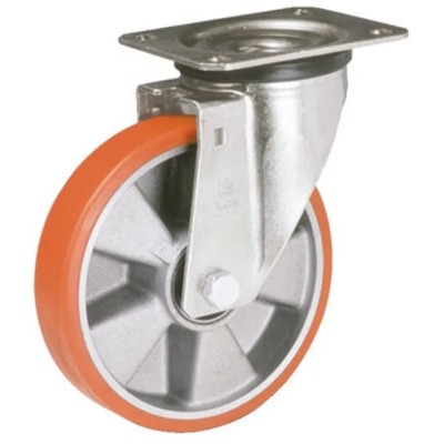 LAG Swivel Castor Wheel 160 mm Diameter 300 kg Load Capacity Polyurethane Tyre Galvanised Steel Frame 26071