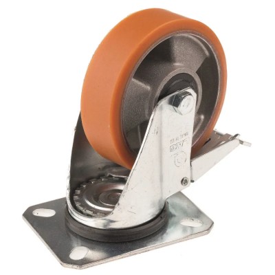 LAG Swivel Castor Wheel 100 mm Diameter, 120 kg Load Capacity, Polyurethane Tyre, Galvanised Steel Frame, Die Cast 26055 FR