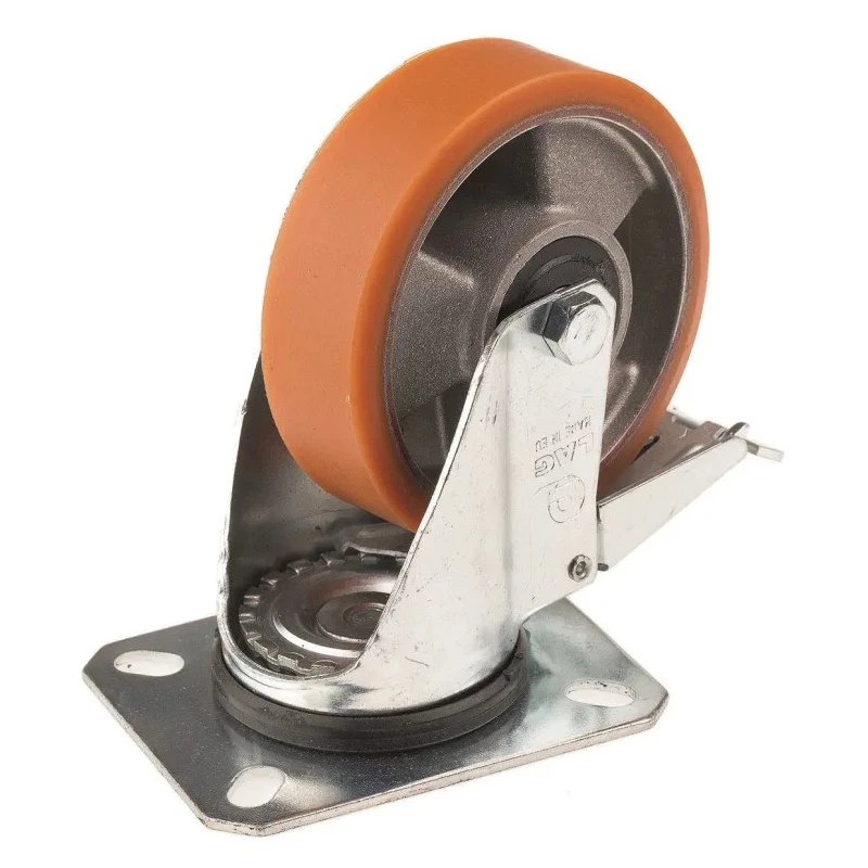 LAG Swivel Castor Wheel 100 mm Diameter, 120 kg Load Capacity, Polyurethane Tyre, Galvanised Steel Frame, Die Cast 26055 FR