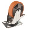 LAG Swivel Castor Wheel 100 mm Diameter, 120 kg Load Capacity, Polyurethane Tyre, Galvanised Steel Frame, Die Cast 26055 FR