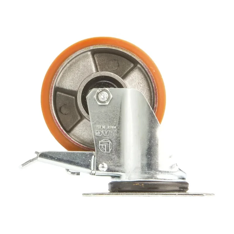 LAG Swivel Castor Wheel 100 mm Diameter, 120 kg Load Capacity, Polyurethane Tyre, Galvanised Steel Frame, Die Cast 26055 FR