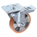 LAG Braked Swivel Castor, 200 kg Load Capacity, 125 mm Polyurethane Wheel, Galvanised Steel Frame, Medium Duty 26058 FR