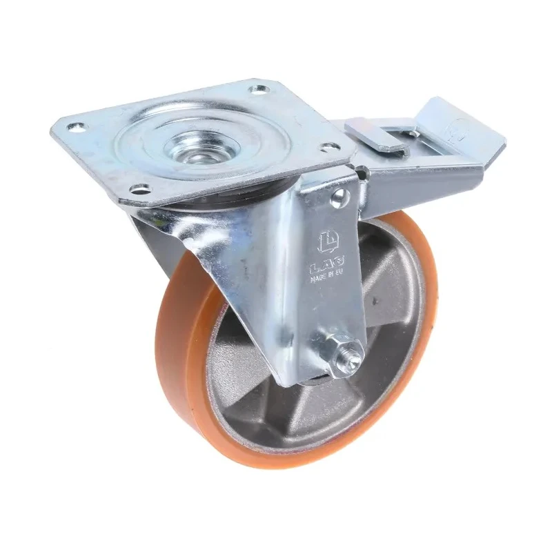 LAG Braked Swivel Castor, 200 kg Load Capacity, 125 mm Polyurethane Wheel, Galvanised Steel Frame, Medium Duty 26058 FR