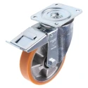 LAG Braked Swivel Castor, 200 kg Load Capacity, 125 mm Polyurethane Wheel, Galvanised Steel Frame, Medium Duty 26058 FR