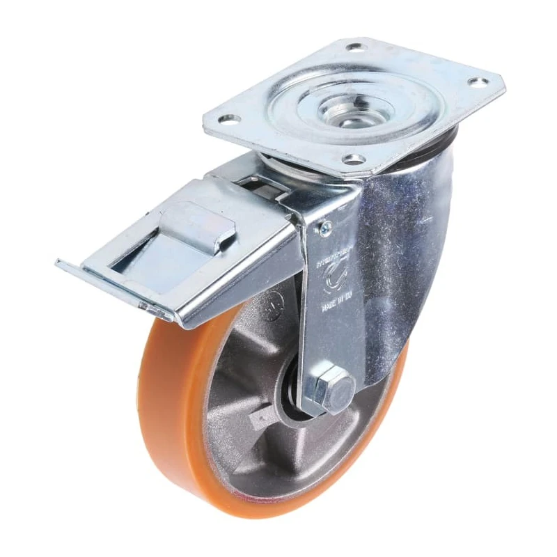 LAG Braked Swivel Castor, 200 kg Load Capacity, 125 mm Polyurethane Wheel, Galvanised Steel Frame, Medium Duty 26058 FR