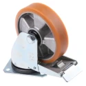 LAG Braked Swivel Castor, 200 kg Load Capacity, 125 mm Polyurethane Wheel, Galvanised Steel Frame, Medium Duty 26058 FR