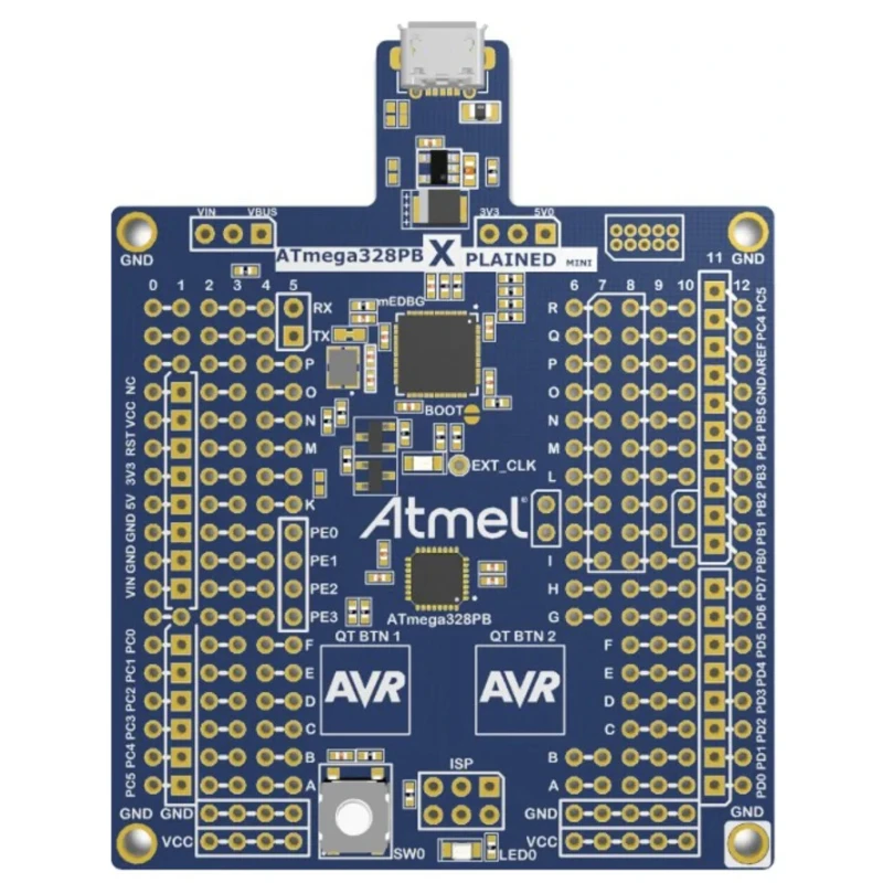 Microchip Xplained Mini MCU Evaluation Kit ATMEGA328PB-XMINI with ATmega328PB Microcontroller, USB Powered, RoHS Compliant
