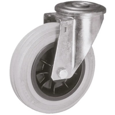 LAG Swivel Castor Medium Duty 55 kg Load Capacity 80 mm Rubber Wheel 106 mm Height 25 mm Width 14304G FB
