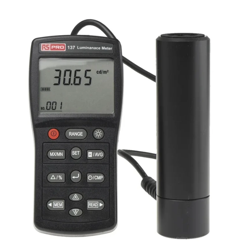 RS PRO Digital Luminance Meter 9.999cd/m² to 1999 lx, ±3 Accuracy, Dual Display, USB Interface 146-4653