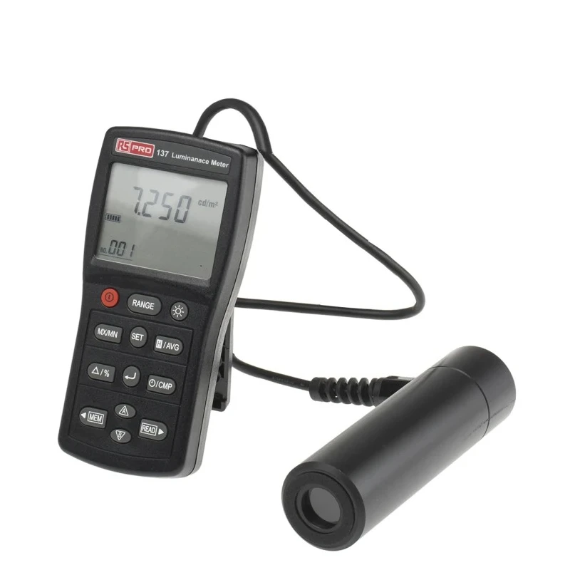 RS PRO Digital Luminance Meter 9.999cd/m² to 1999 lx, ±3 Accuracy, Dual Display, USB Interface 146-4653