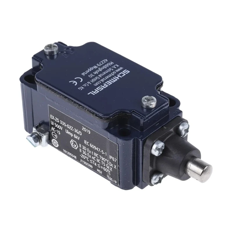 Schmersal Metal Housing Plunger Limit Switch with 1 NO/1 NC Contacts, IP67, 230V AC, 4A Current Rating 