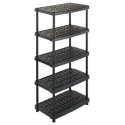 RS PRO Black 5 Shelf Polypropylene Shelving System 1.88 m x 930 mm x 590 mm 70 kg Load 698-7805