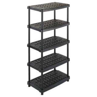 RS PRO Black 5 Shelf Polypropylene Shelving System 1.88 m x 930 mm x 590 mm 70 kg Load 698-7805