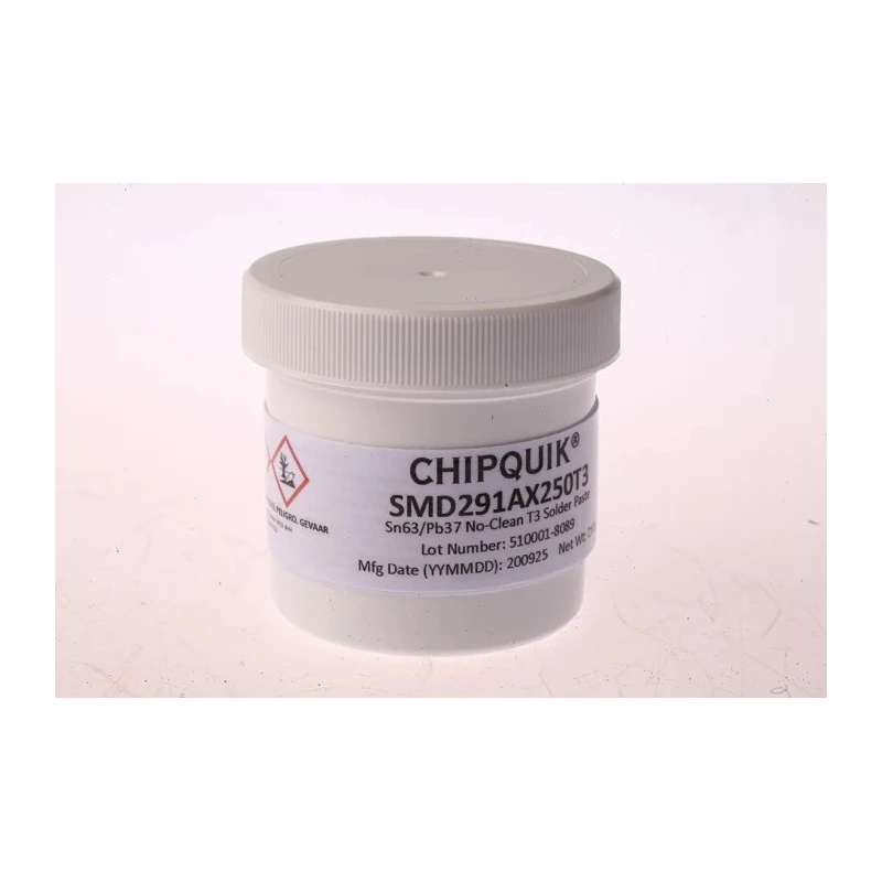 CHIPQUIK Solder Paste, 250 g Jar, Sn63/Pb37 No Clean, RoHS Compliant SMD291AX250T3