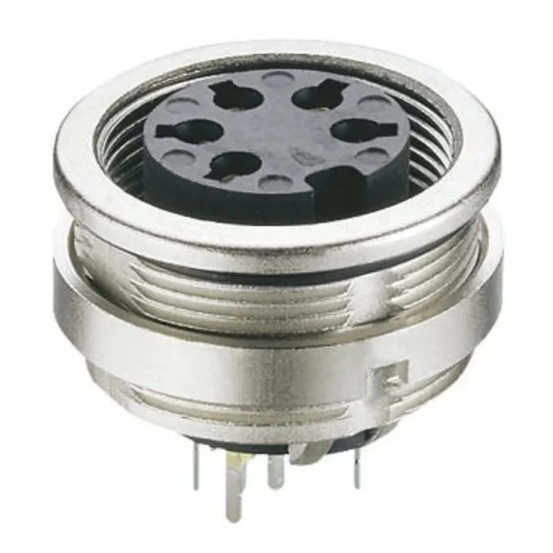 Lumberg 7 Pole Straight M16 DIN Socket 5A 250V AC IP68 Threaded Wall Mount Female 0306 07
