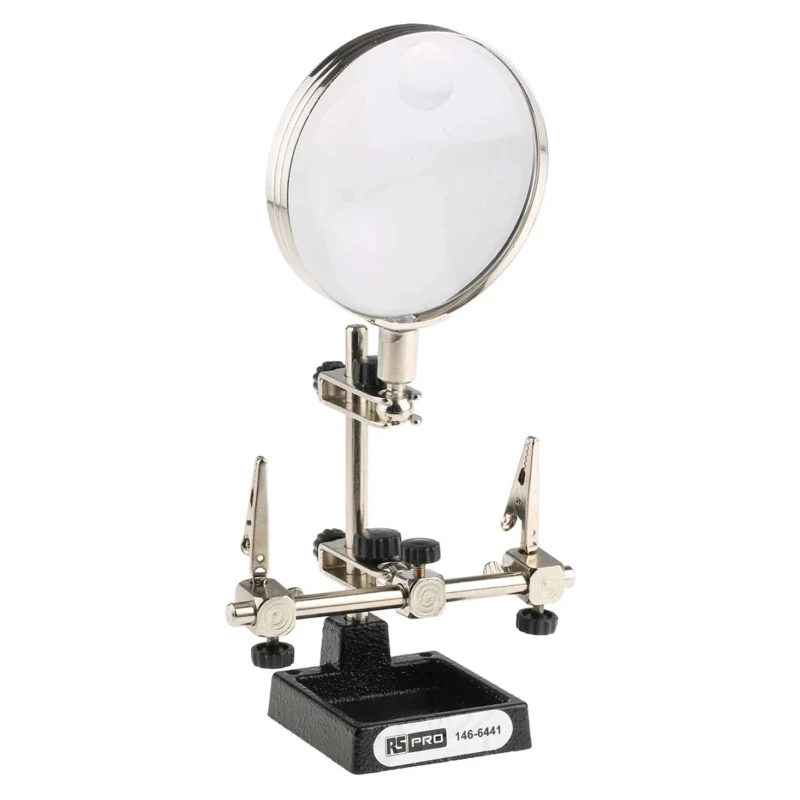 RS PRO Soldering Accessory Soldering Iron Stand with LED Magnifier, Adjustable Clips, Heavy Iron Base 146-6441