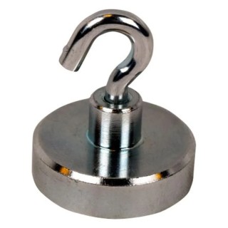 Eclipse Neodymium Shallow Pot Hook Magnet Silver Zinc Plated Body 2.5kg Pull Force Length 15mm Width 10mm E1030/NEO