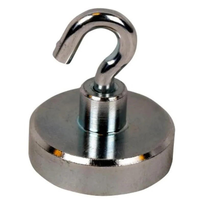 Eclipse Neodymium Shallow Pot Hook Magnet Silver Zinc Plated Body 2.5kg Pull Force Length 15mm Width 10mm E1030/NEO