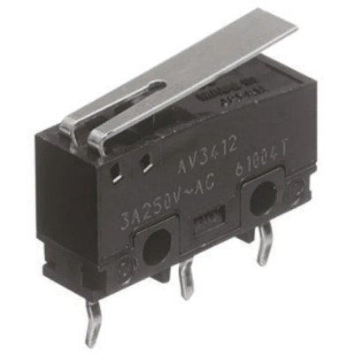 Panasonic Short Hinge Lever Micro Switch, Solder Terminal, 100mA, 30 V dc, SPCO AVL321561-A