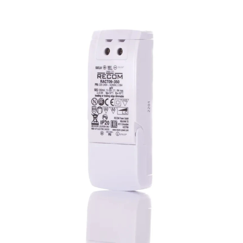 Recom Constant Current 1 Output LED Driver, 13V to 26V, 9W Power, 350mA Driver, IP20 Rated 