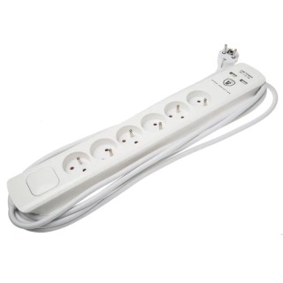RS PRO Extension Lead Power Strips 6 Socket Type E 5 m Cable, 16A, 250V, NF/CE Certified 146-6749