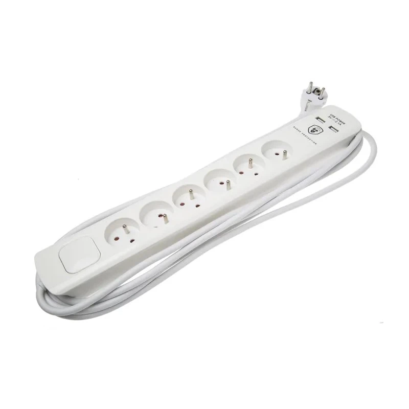 RS PRO Extension Lead Power Strips 6 Socket Type E 5 m Cable, 16A, 250V, NF/CE Certified 146-6749