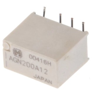 Panasonic Surface Mount DPDT Signal Relay, 12V DC Coil Voltage, 1A Switching Current AGN200A12