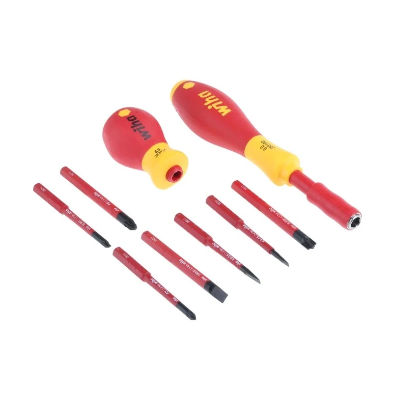 Wiha Torx Mixed Bit Set with Hex, Pozidriv, Slotted, Phillips Head Types, 9 Pieces 41233