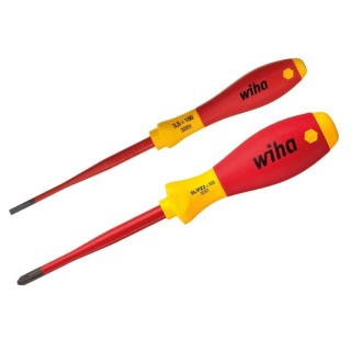 Wiha Pozidriv Slotted Insulated Screwdriver Set 2-Piece Tip Size 3.5 mm Model 36333