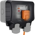 BG Electrical Storm 13A Active 2 Gang RCD Socket Polycarbonate Surface Switched IP66 Outdoor Use 230V AC 