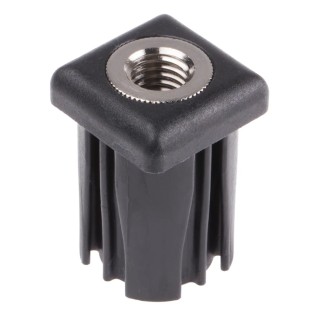 RS PRO Square Nylon Threaded Tube Insert M12, 30x30x43 mm, Brass Nickel Plated Bush, 500 kg Static Load Capacity 235-0931