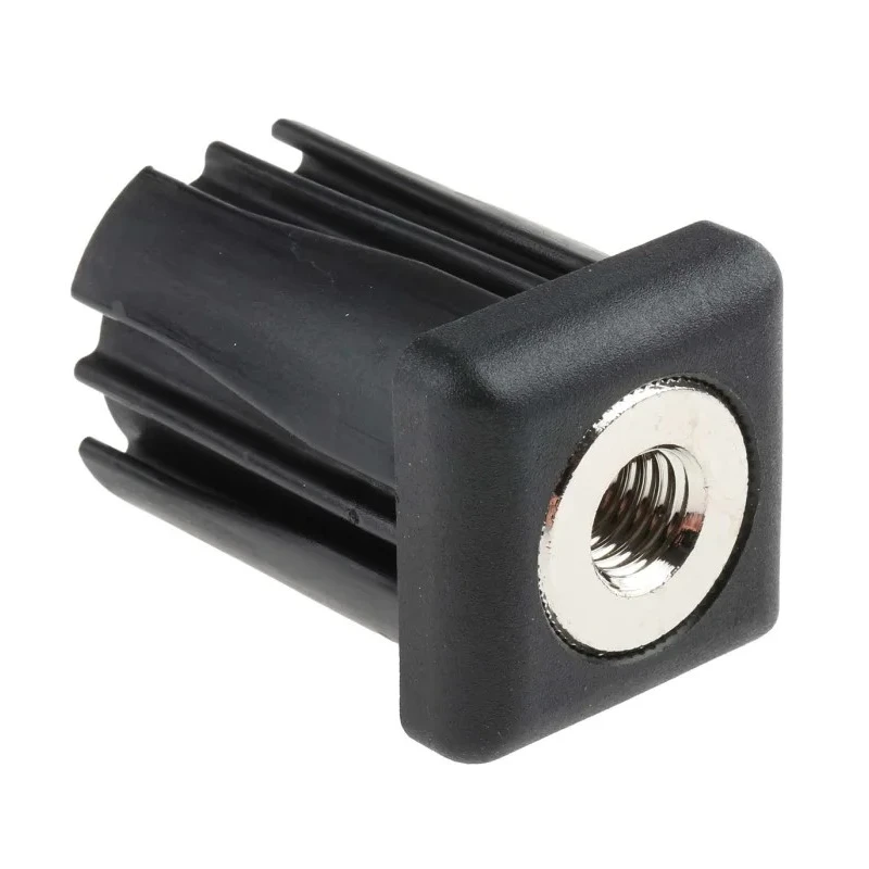 RS PRO Square Nylon Threaded Tube Insert M10 30 mm x 30 mm x 43 mm, 500 kg Static Load Capacity 235-0925