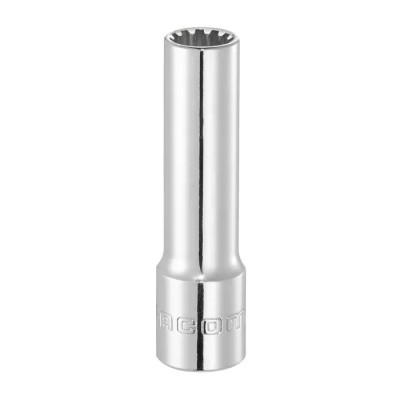 Facom 3/8 in Drive 3/8 in Spline Square Socket, Bright Chrome Finish, 63mm Overall Length J.12SEL