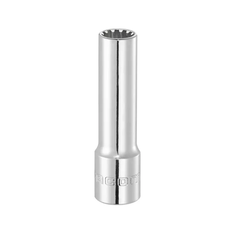 Facom 3/8 in Drive 3/8 in Spline Square Socket, Bright Chrome Finish, 63mm Overall Length J.12SEL