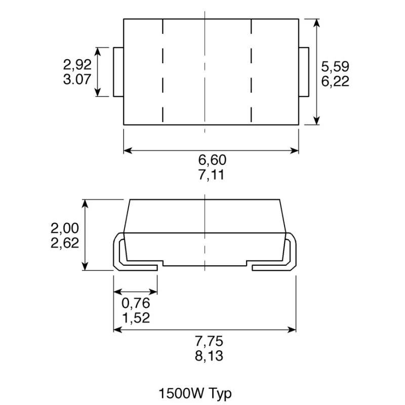 Vishay 1-Element Uni-Directional Transient Voltage Suppressor 1500W, Surface Mount DO-214AB Package SMCJ100A-E3/57T