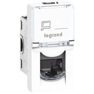 Legrand White RJ45 Telephone Socket Snap-On Mount Copper Contacts IP55, IP44 MOSAIC 0 765 51