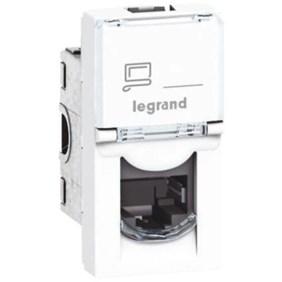 Legrand White RJ45 Telephone Socket Snap-On Mount Copper Contacts IP55, IP44 MOSAIC 0 765 51