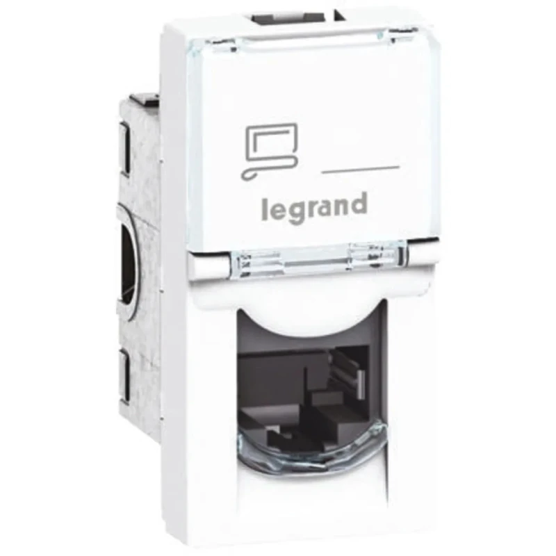 Legrand White RJ45 Telephone Socket Snap-On Mount Copper Contacts IP55, IP44 MOSAIC 0 765 51