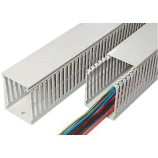 SES Sterling Cable Trunking GN-HF-A6/4 Grey Open Slot W100mm x D80 mm L2 m ABS Polycarbonate W100mm