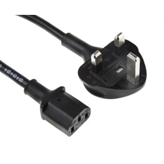 RS PRO IEC C13 to BS1363 Power Cord, 5 m Black PVC BS1363