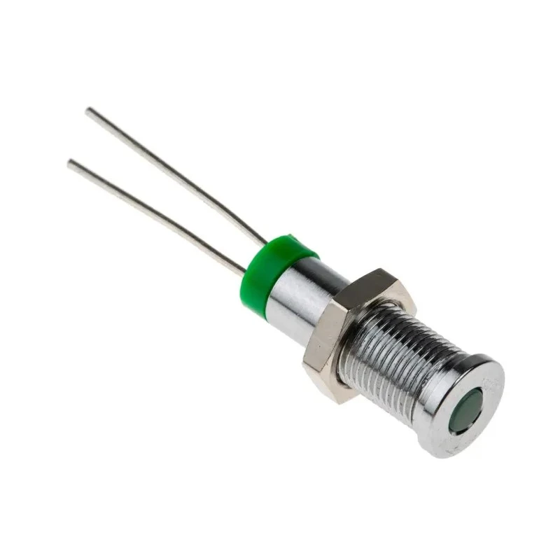 RS PRO Green Panel Mount Indicator 2V DC 20mA IP67 Flush Chrome Bezel IP67