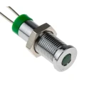 RS PRO Green Panel Mount Indicator 2V DC 20mA IP67 Flush Chrome Bezel IP67