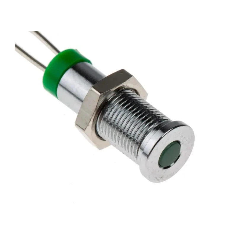 RS PRO Green Panel Mount Indicator 2V DC 20mA IP67 Flush Chrome Bezel IP67