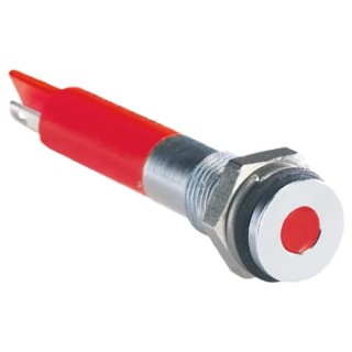 RS PRO Red Panel Mount Indicator, 12V DC, 20mA, Solder Tab Termination, IP67, Flush Bezel 700-1561