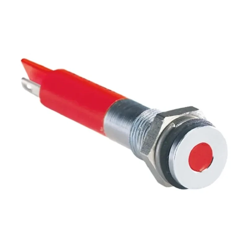 RS PRO Red Panel Mount Indicator, 12V DC, 20mA, Solder Tab Termination, IP67, Flush Bezel 700-1561