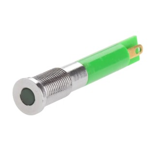 RS PRO Green Panel Mount Indicator 12V dc 20mA Solder Tab Termination IP67 Flush 700-1564