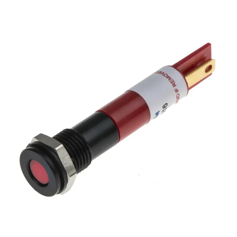 RS PRO Red Panel Mount Indicator 12V DC 20mA Solder Tab Termination Flush Bezel IP67 700-1612