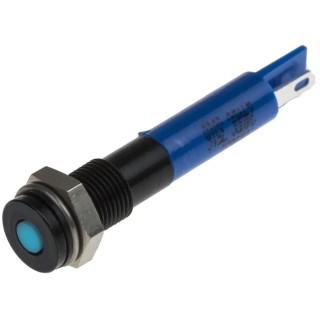 RS PRO Blue Panel Mount Indicator, 24V DC, 20mA, Solder Tab Termination, IP67, Flush Bezel 700-1631